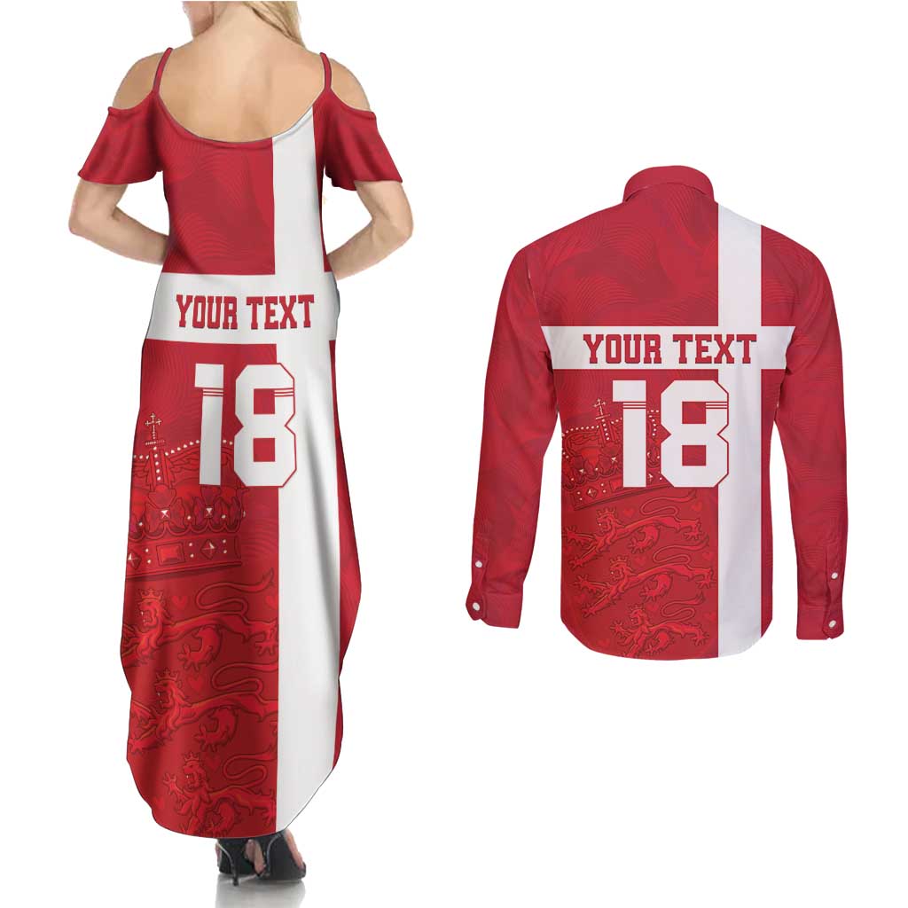Custom Denmark Football Couples Matching Summer Maxi Dress and Long Sleeve Button Shirt Danish Dynamite Go Champion