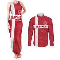 Custom Denmark Football Couples Matching Tank Maxi Dress and Long Sleeve Button Shirt Danish Dynamite Go Champion