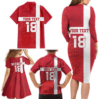 Custom Denmark Football Family Matching Long Sleeve Bodycon Dress and Hawaiian Shirt Danish Dynamite Go Champion