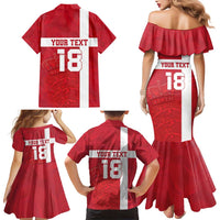 Custom Denmark Football Family Matching Mermaid Dress and Hawaiian Shirt Danish Dynamite Go Champion