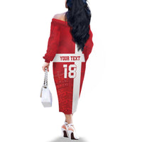 Custom Denmark Football Family Matching Off The Shoulder Long Sleeve Dress and Hawaiian Shirt Danish Dynamite Go Champion