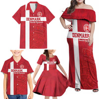 Custom Denmark Football Family Matching Off Shoulder Maxi Dress and Hawaiian Shirt Danish Dynamite Go Champion