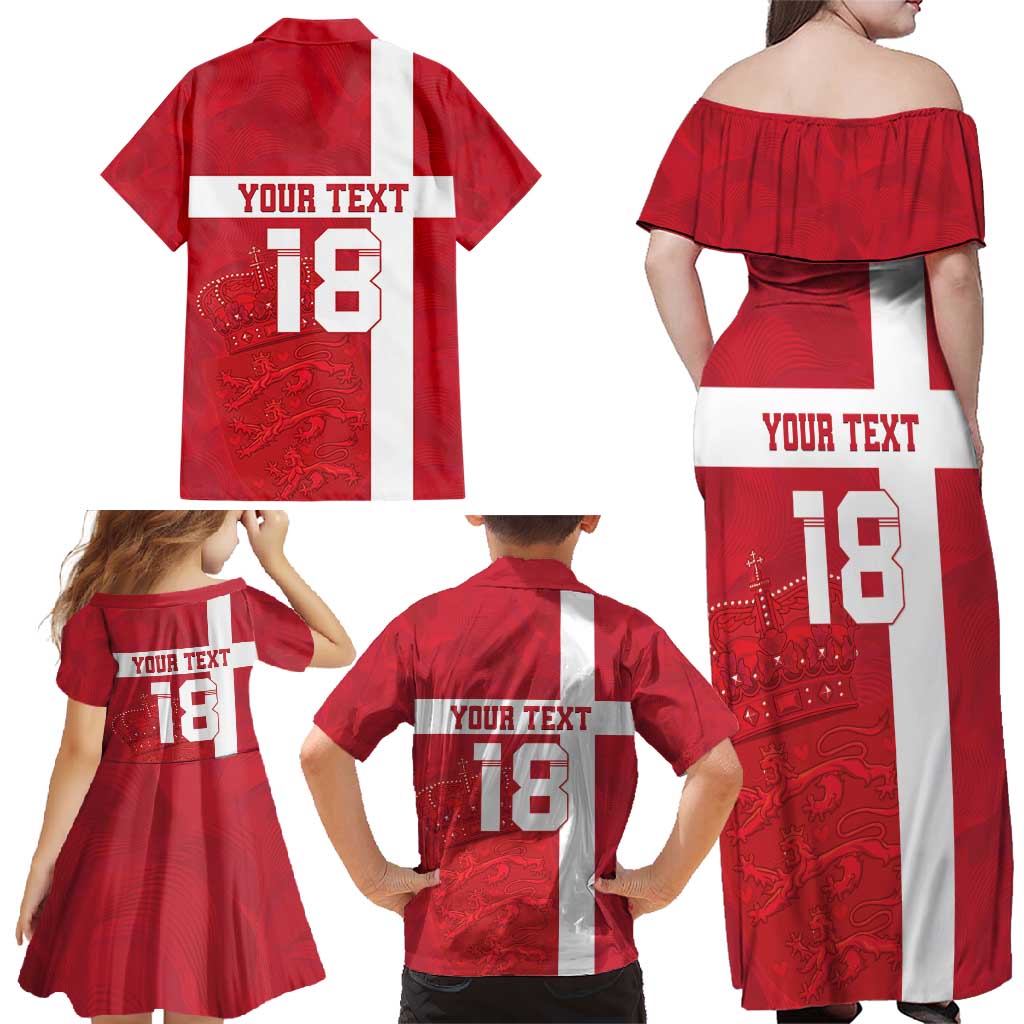 Custom Denmark Football Family Matching Off Shoulder Maxi Dress and Hawaiian Shirt Danish Dynamite Go Champion