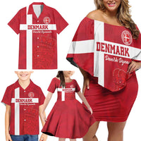 Custom Denmark Football Family Matching Off Shoulder Short Dress and Hawaiian Shirt Danish Dynamite Go Champion
