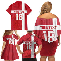 Custom Denmark Football Family Matching Off Shoulder Short Dress and Hawaiian Shirt Danish Dynamite Go Champion