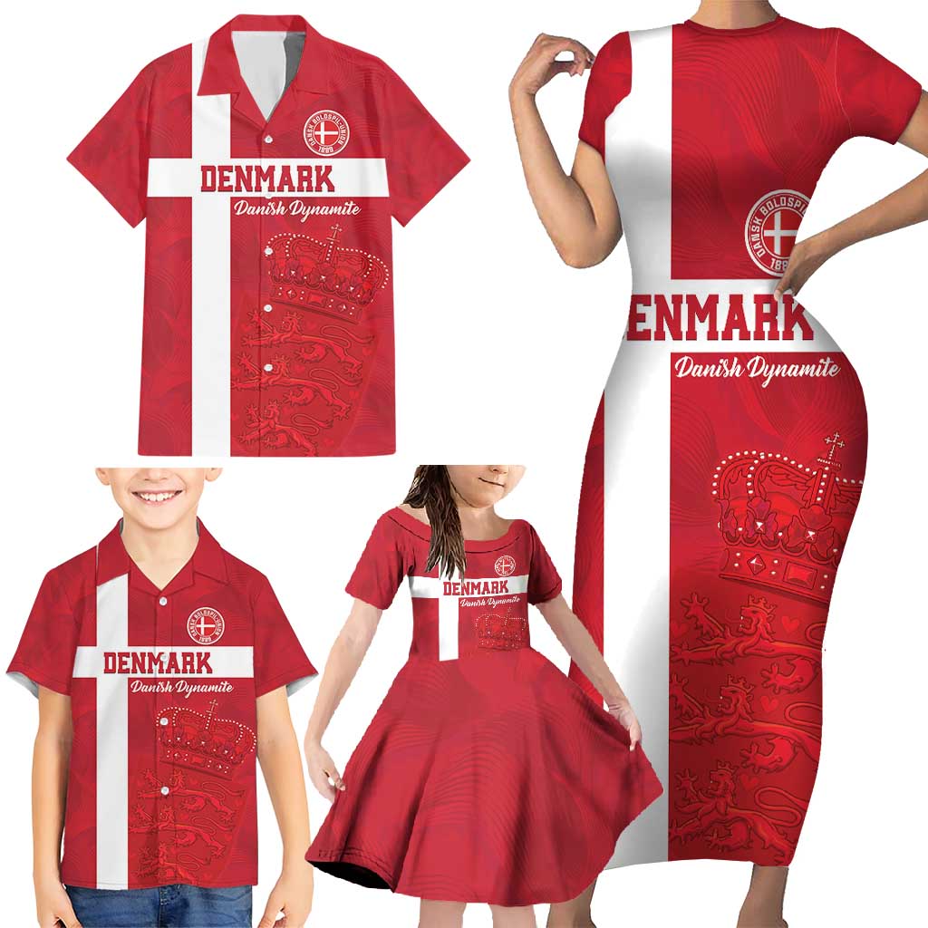 Custom Denmark Football Family Matching Short Sleeve Bodycon Dress and Hawaiian Shirt Danish Dynamite Go Champion