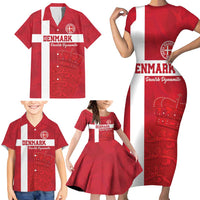 Custom Denmark Football Family Matching Short Sleeve Bodycon Dress and Hawaiian Shirt Danish Dynamite Go Champion