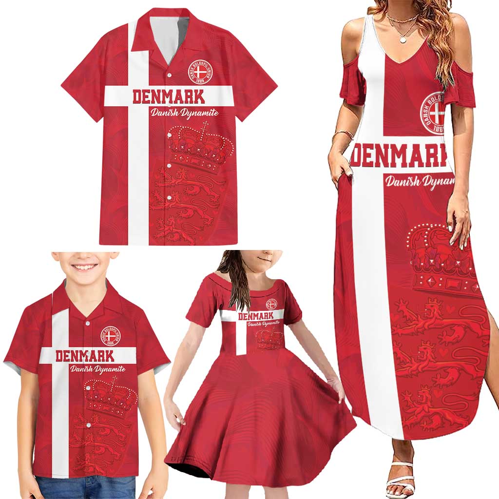 Custom Denmark Football Family Matching Summer Maxi Dress and Hawaiian Shirt Danish Dynamite Go Champion