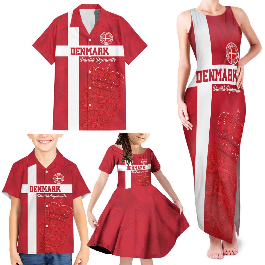 Custom Denmark Football Family Matching Tank Maxi Dress and Hawaiian Shirt Danish Dynamite Go Champion