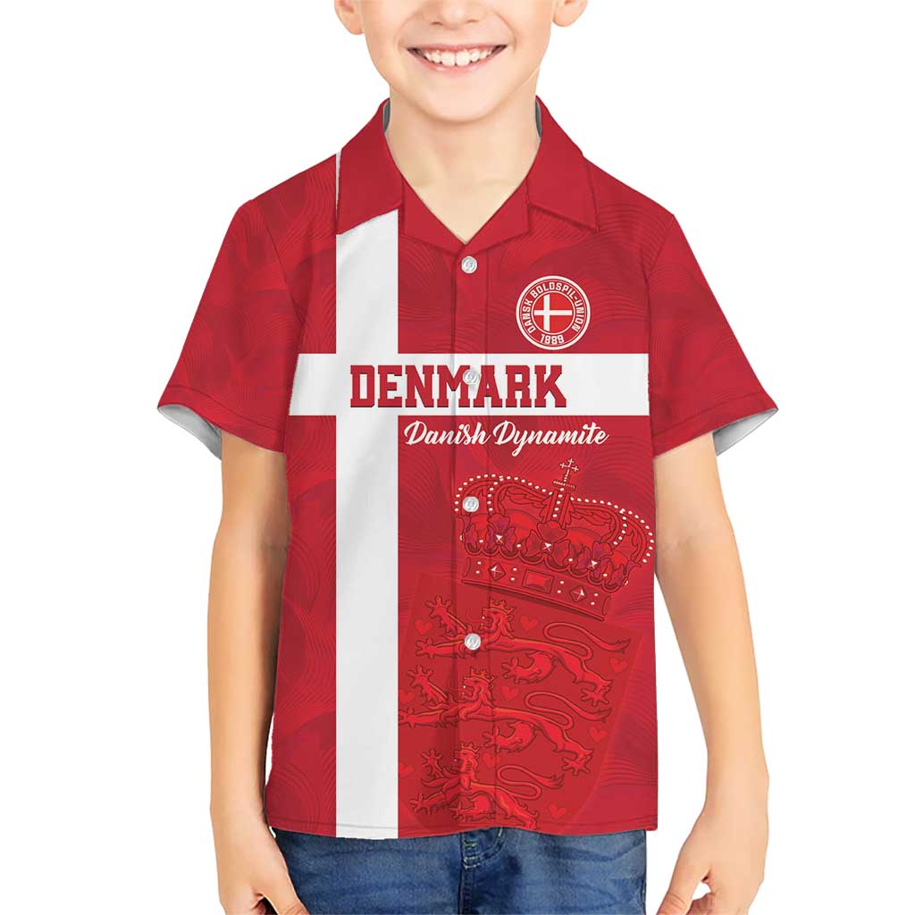 Custom Denmark Football Kid Hawaiian Shirt Danish Dynamite Go Champion