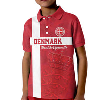 Custom Denmark Football Kid Polo Shirt Danish Dynamite Go Champion