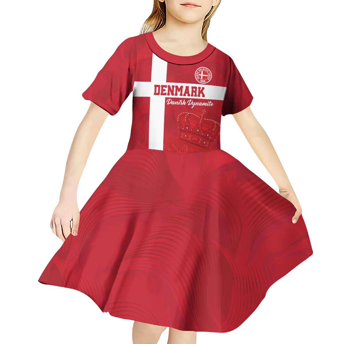 Custom Denmark Football Kid Short Sleeve Dress Danish Dynamite Go Champion