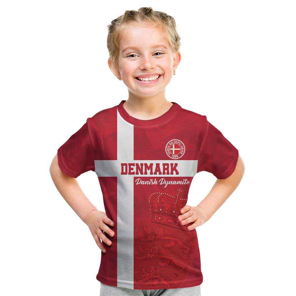 Custom Denmark Football Kid T Shirt Danish Dynamite Go Champion