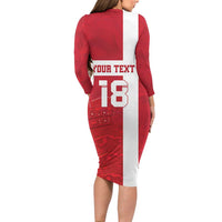 Custom Denmark Football Long Sleeve Bodycon Dress Danish Dynamite Go Champion