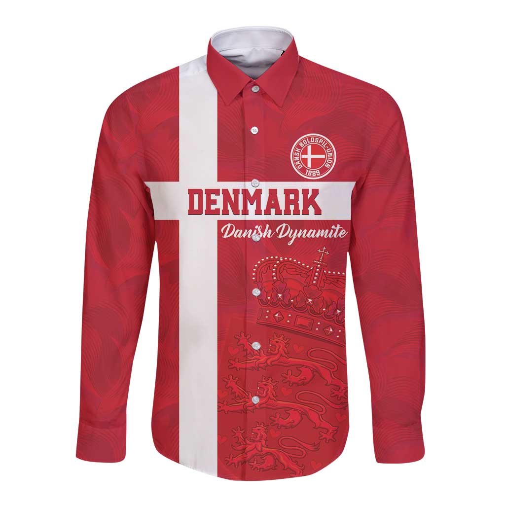 Custom Denmark Football Long Sleeve Button Shirt Danish Dynamite Go Champion