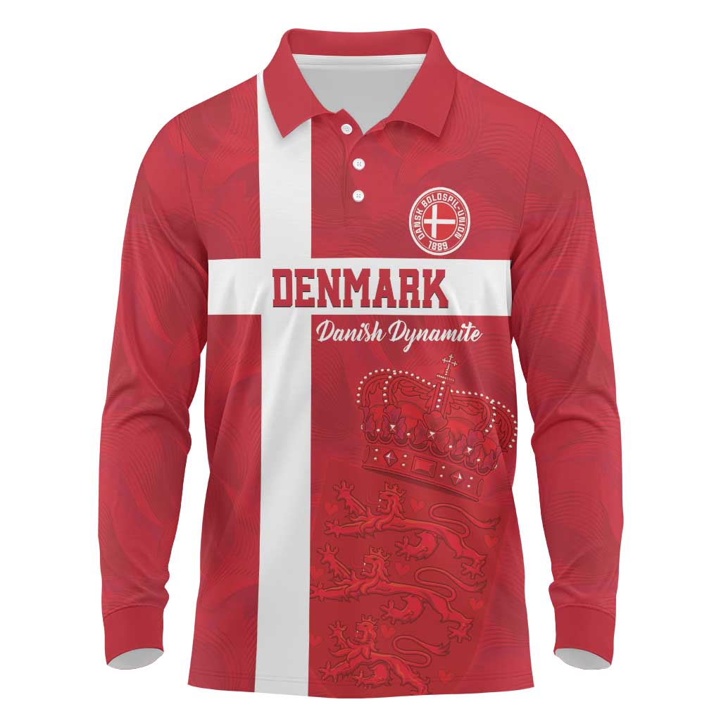 Custom Denmark Football Long Sleeve Polo Shirt Danish Dynamite Go Champion