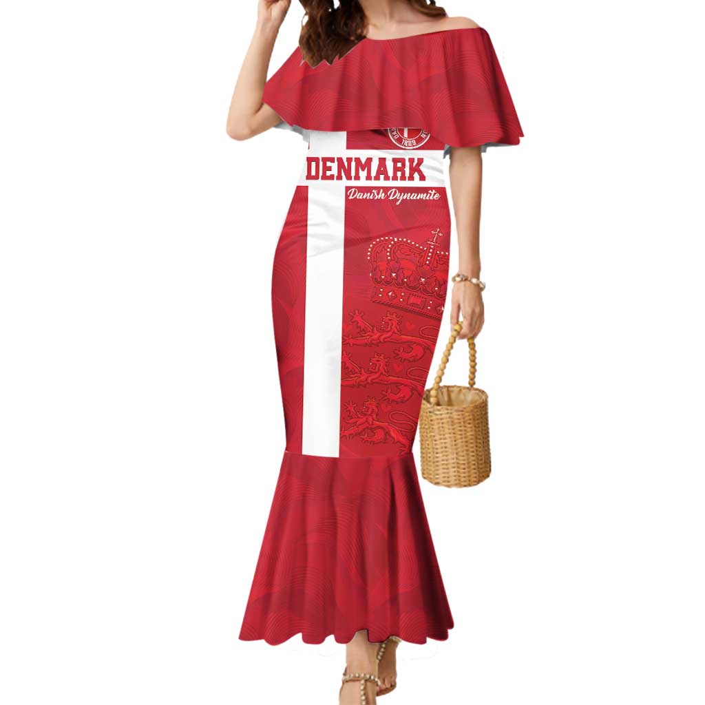 Custom Denmark Football Mermaid Dress Danish Dynamite Go Champion