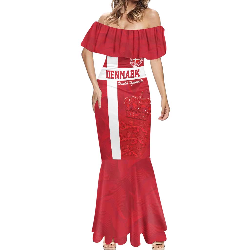 Custom Denmark Football Mermaid Dress Danish Dynamite Go Champion
