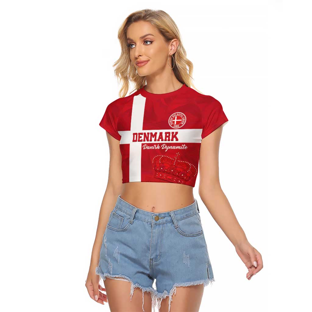 Custom Denmark Football Raglan Cropped T Shirt Danish Dynamite Go Champion
