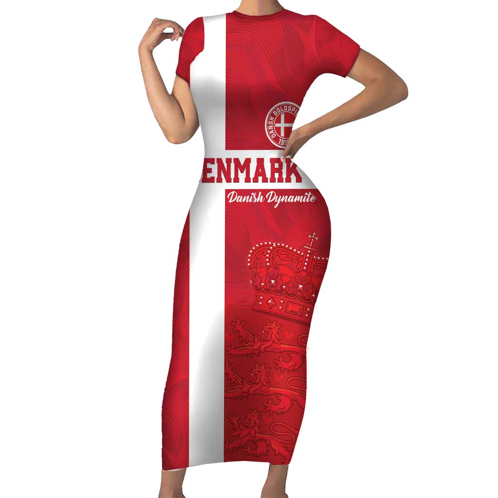 Custom Denmark Football Short Sleeve Bodycon Dress Danish Dynamite Go Champion