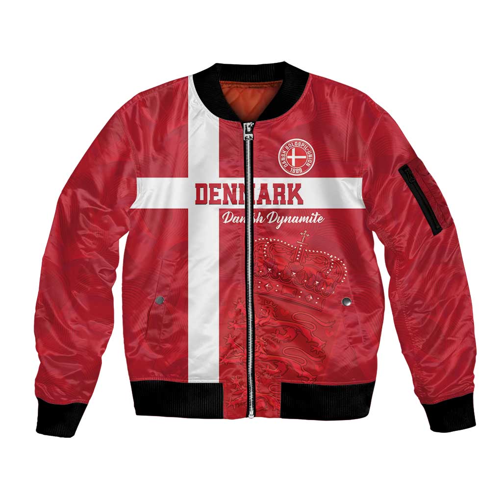 Custom Denmark Football Sleeve Zip Bomber Jacket Danish Dynamite Go Champion