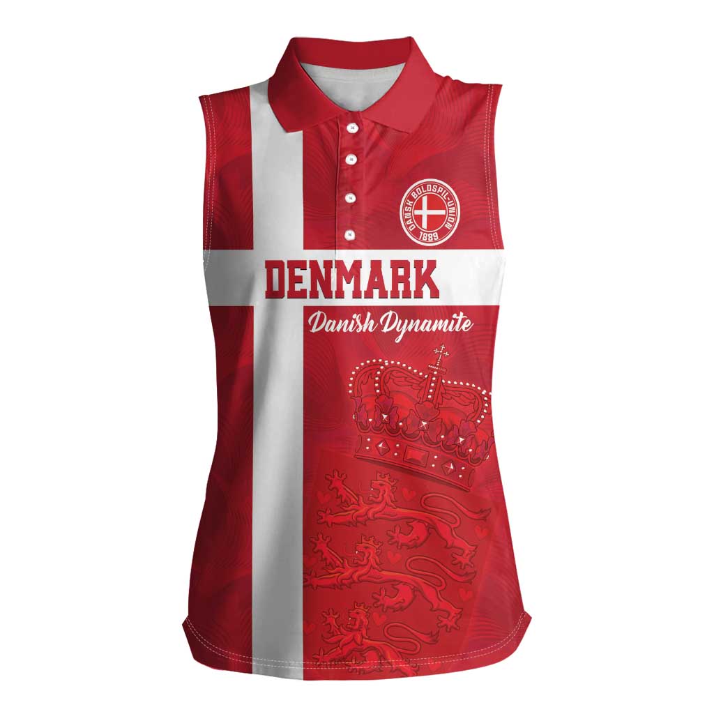 Custom Denmark Football Women Sleeveless Polo Shirt Danish Dynamite Go Champion