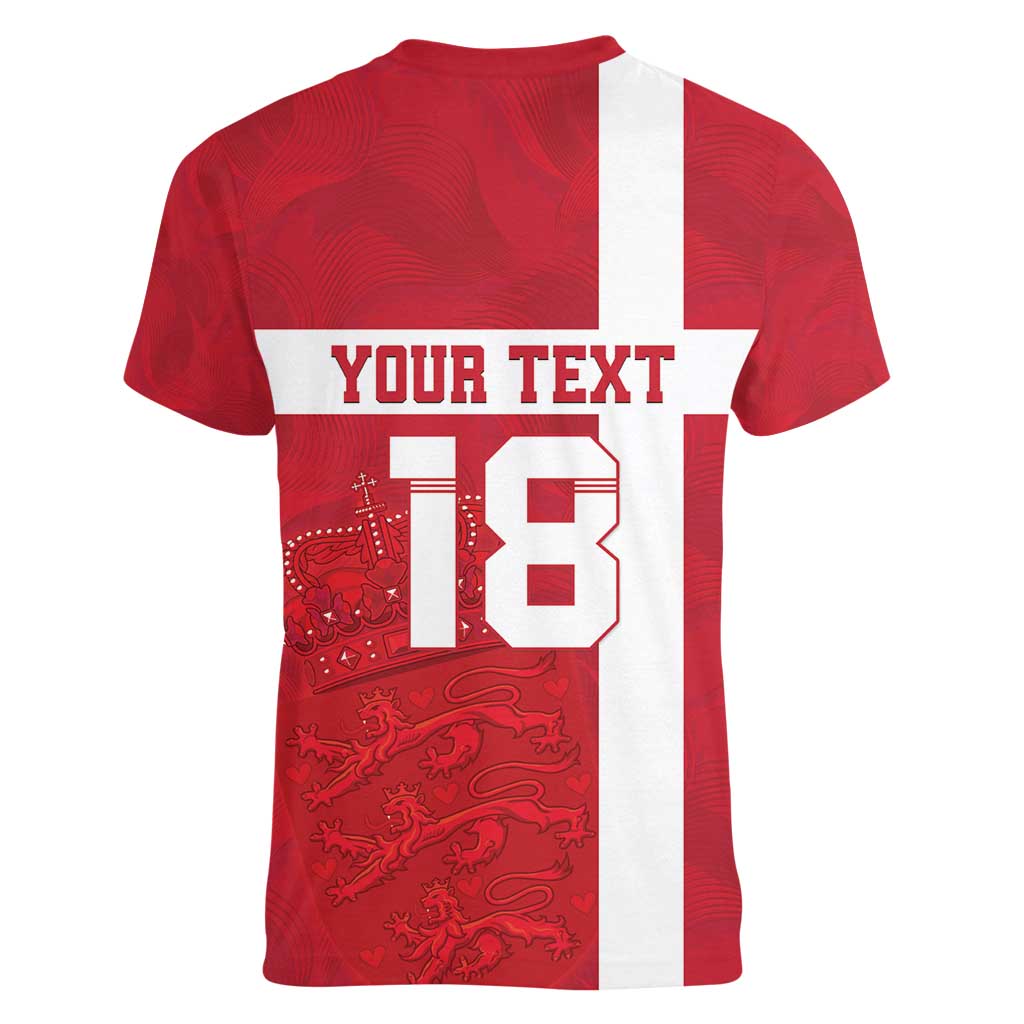 Custom Denmark Football Women V-Neck T-Shirt Danish Dynamite Go Champion