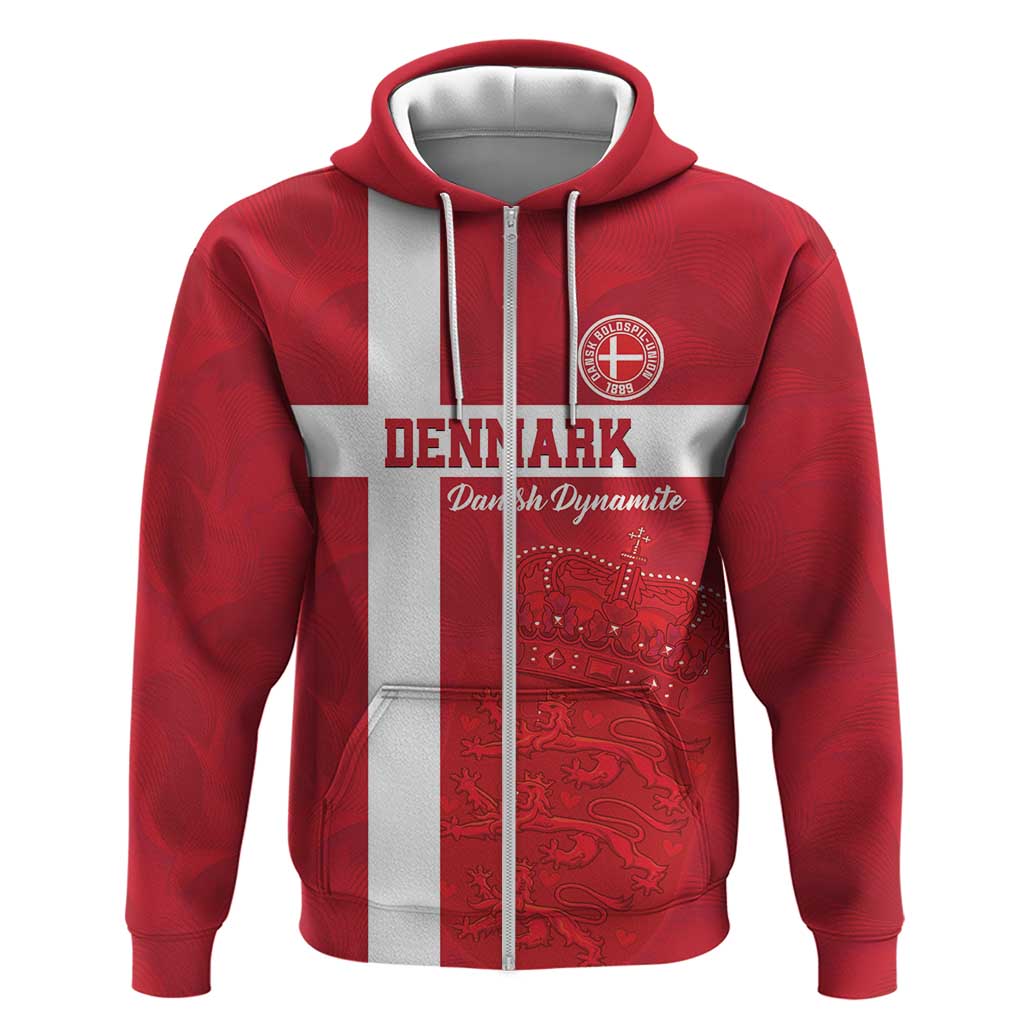 Custom Denmark Football Zip Hoodie Danish Dynamite Go Champion