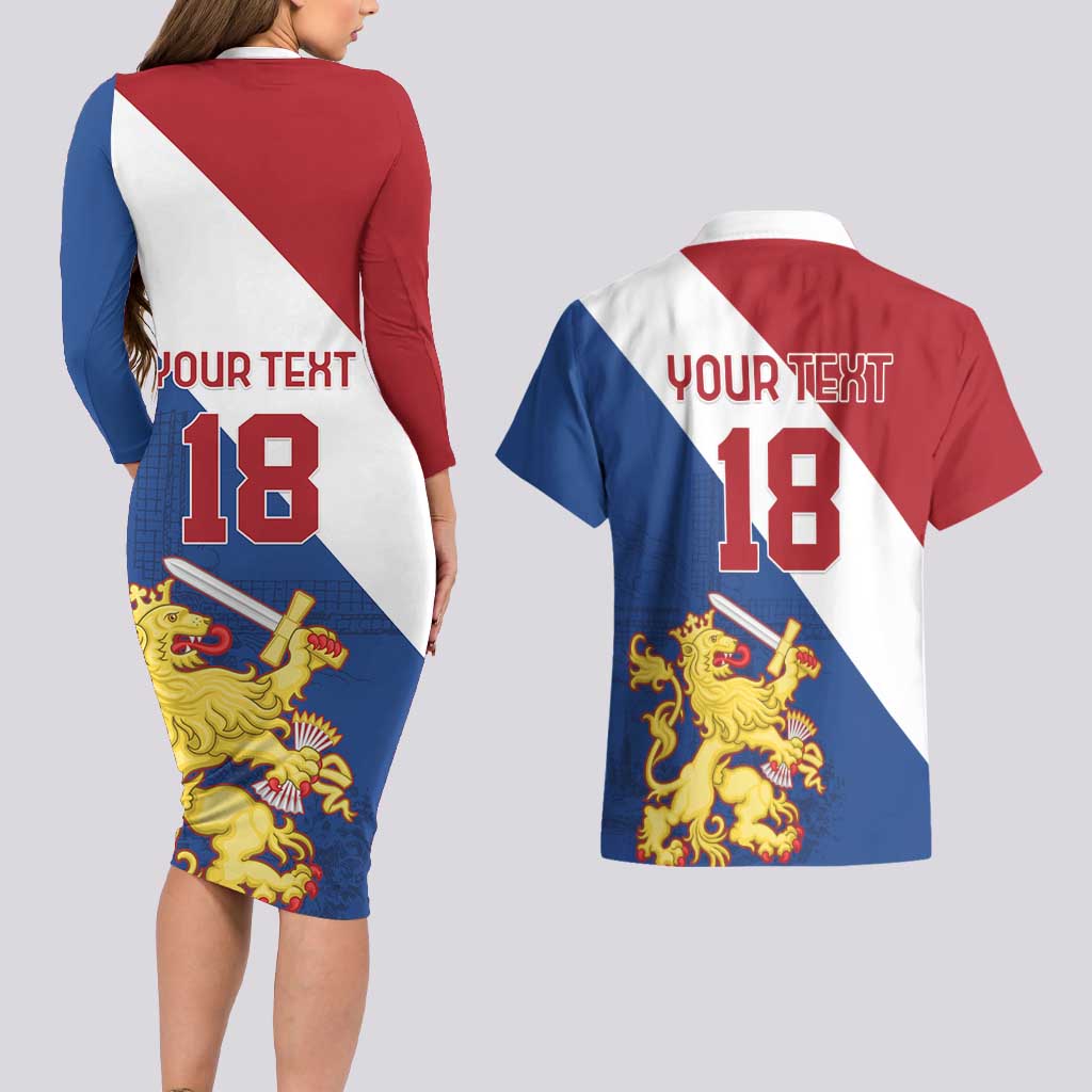 Custom Netherlands Football Couples Matching Long Sleeve Bodycon Dress and Hawaiian Shirt Come On Holland