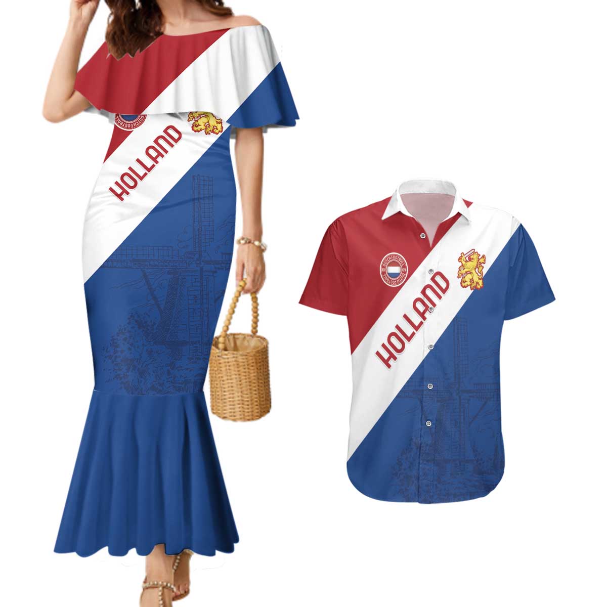 Custom Netherlands Football Couples Matching Mermaid Dress and Hawaiian Shirt Come On Holland