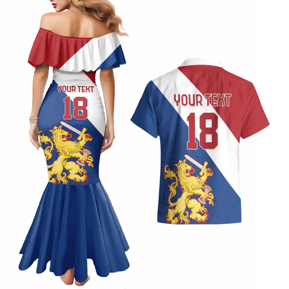 Custom Netherlands Football Couples Matching Mermaid Dress and Hawaiian Shirt Come On Holland