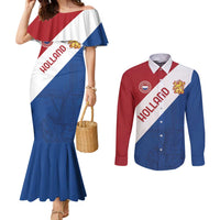 Custom Netherlands Football Couples Matching Mermaid Dress and Long Sleeve Button Shirt Come On Holland