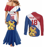 Custom Netherlands Football Couples Matching Mermaid Dress and Long Sleeve Button Shirt Come On Holland