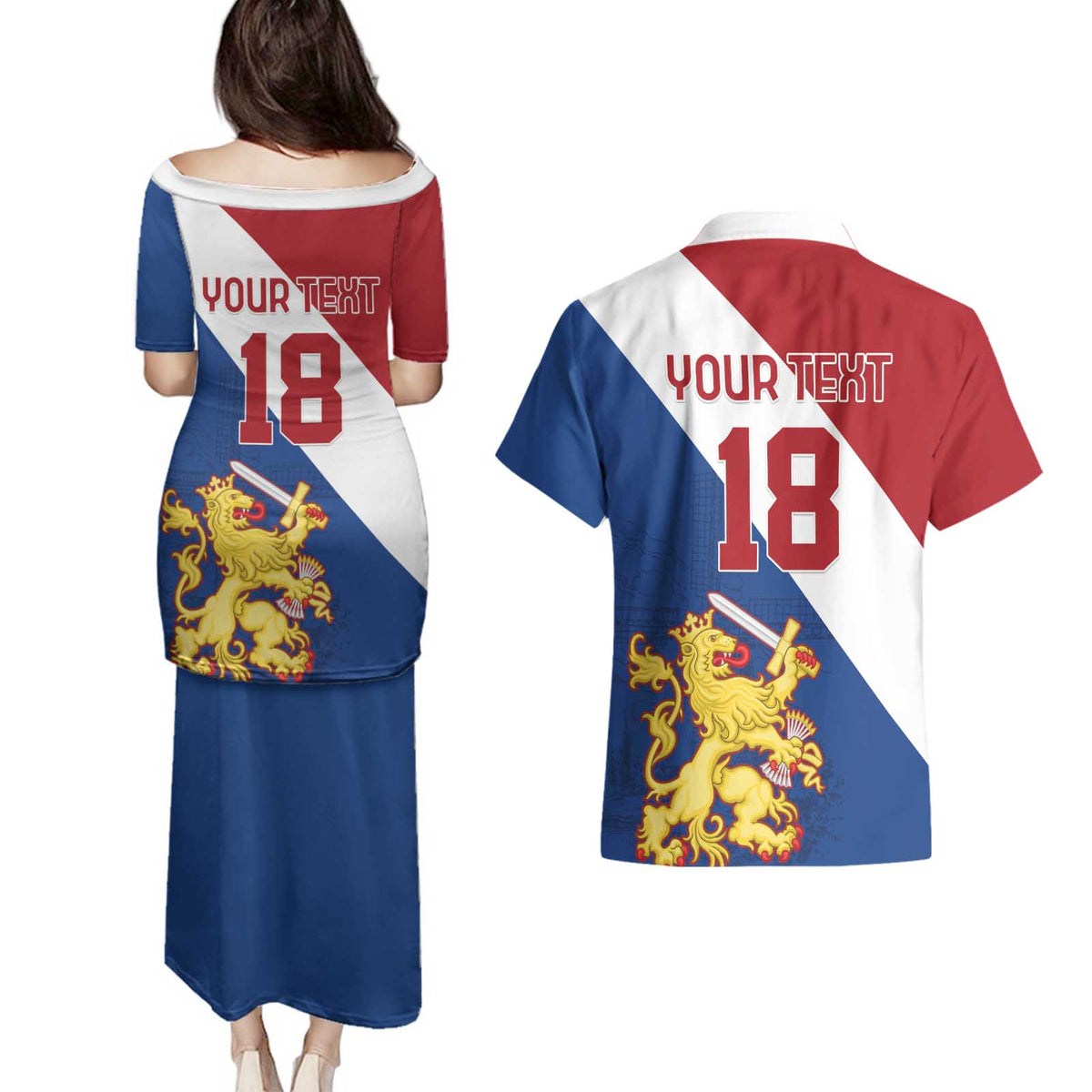 Custom Netherlands Football Couples Matching Puletasi and Hawaiian Shirt Come On Holland