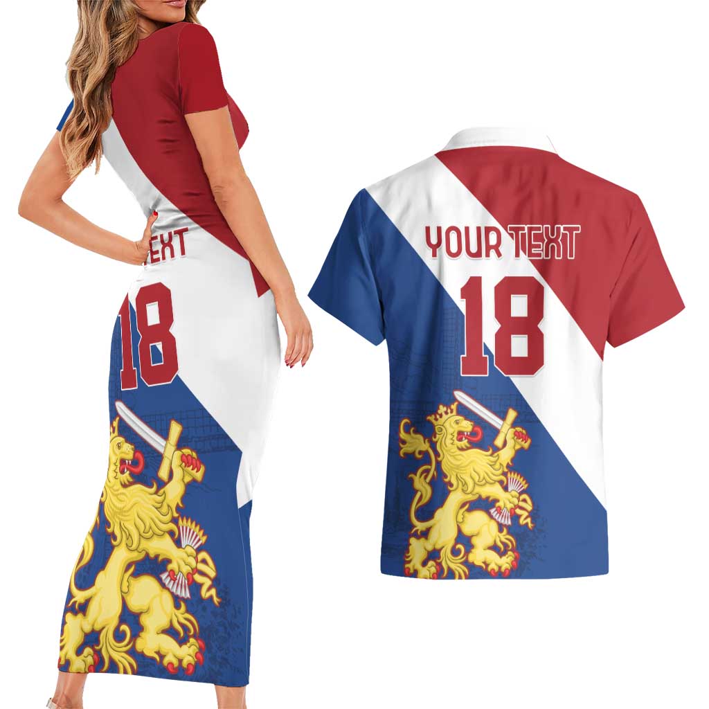 Custom Netherlands Football Couples Matching Short Sleeve Bodycon Dress and Hawaiian Shirt Come On Holland