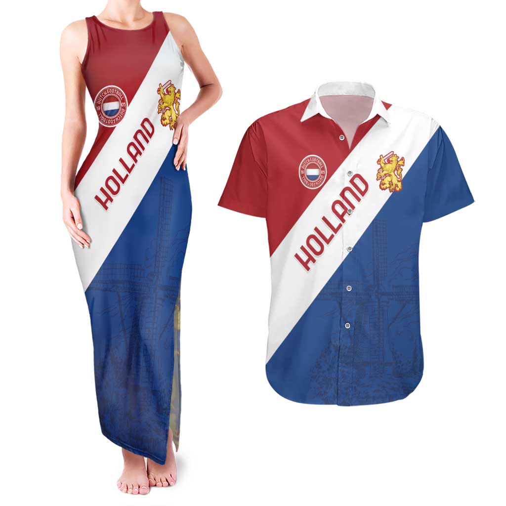 Custom Netherlands Football Couples Matching Tank Maxi Dress and Hawaiian Shirt Come On Holland