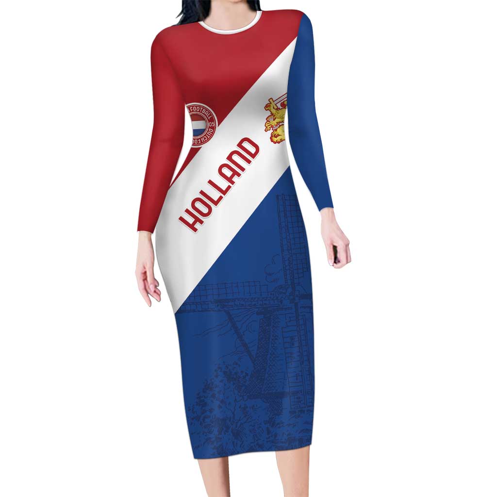 Custom Netherlands Football Family Matching Long Sleeve Bodycon Dress and Hawaiian Shirt Come On Holland