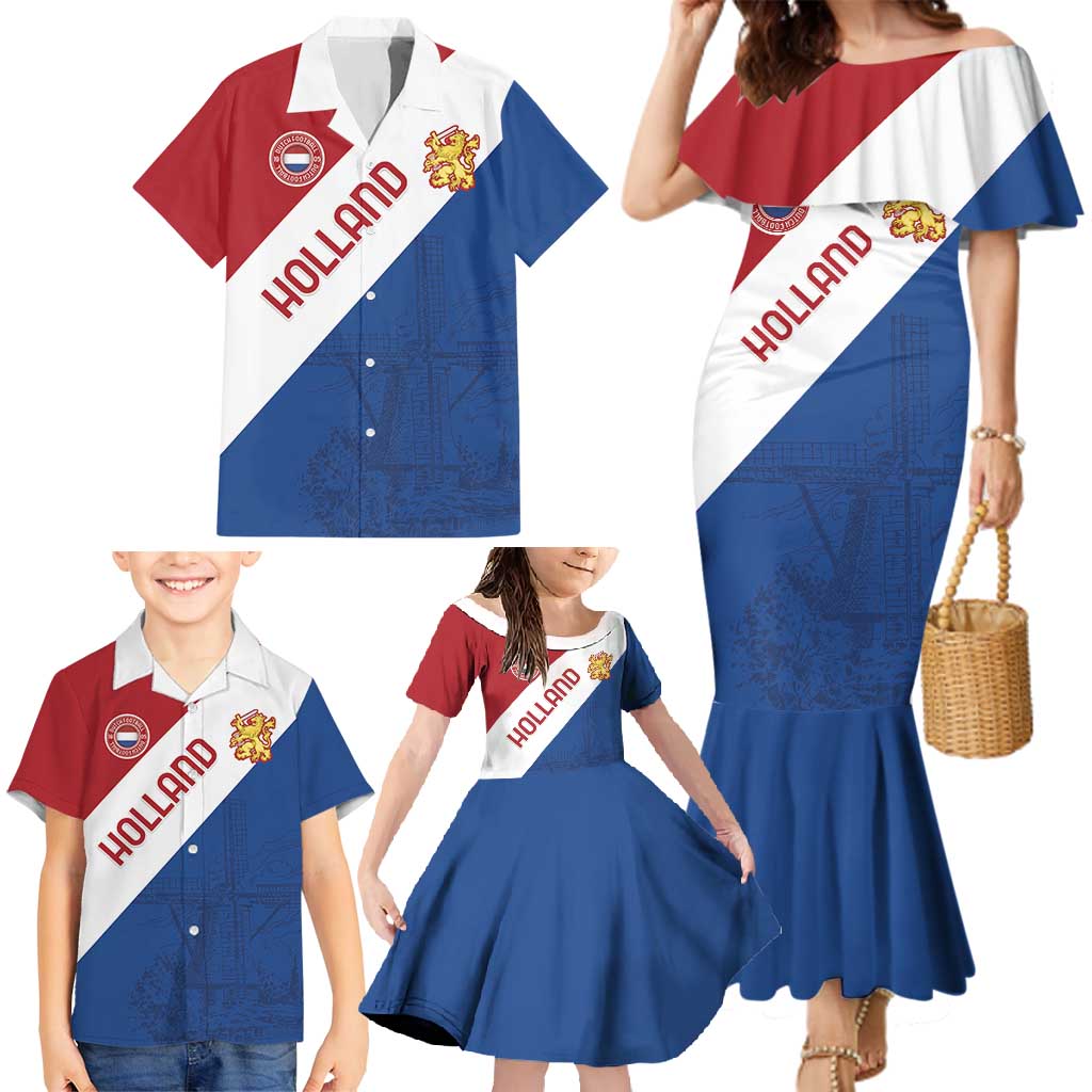Custom Netherlands Football Family Matching Mermaid Dress and Hawaiian Shirt Come On Holland