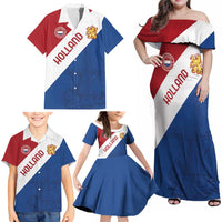 Custom Netherlands Football Family Matching Off Shoulder Maxi Dress and Hawaiian Shirt Come On Holland