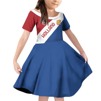 Custom Netherlands Football Family Matching Off Shoulder Short Dress and Hawaiian Shirt Come On Holland