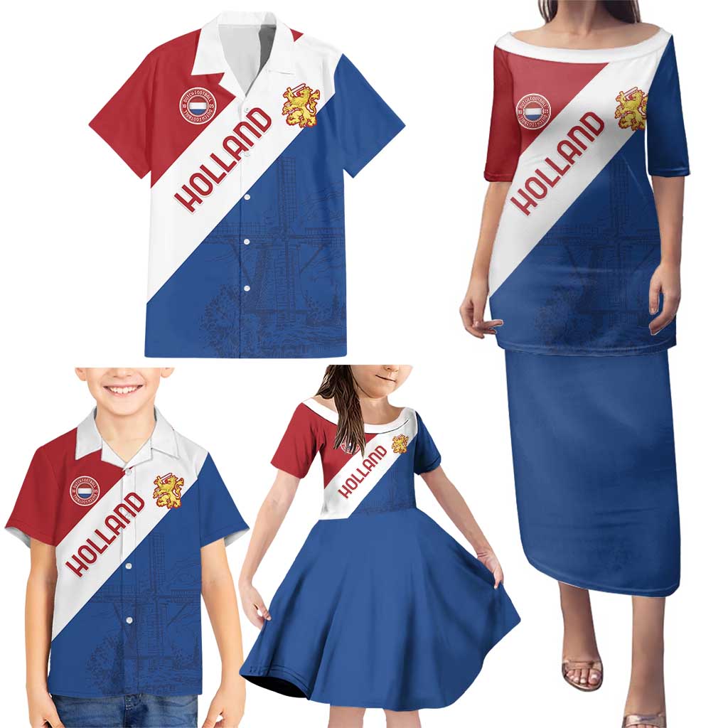 Custom Netherlands Football Family Matching Puletasi and Hawaiian Shirt Come On Holland