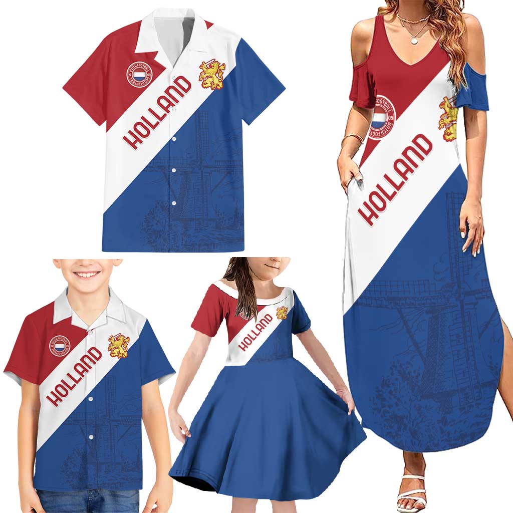 Custom Netherlands Football Family Matching Summer Maxi Dress and Hawaiian Shirt Come On Holland