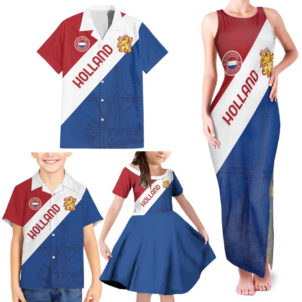 Custom Netherlands Football Family Matching Tank Maxi Dress and Hawaiian Shirt Come On Holland