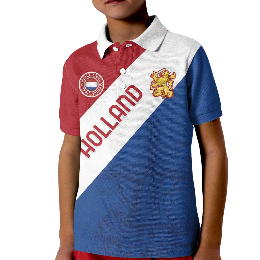 Custom Netherlands Football Kid Polo Shirt Come On Holland
