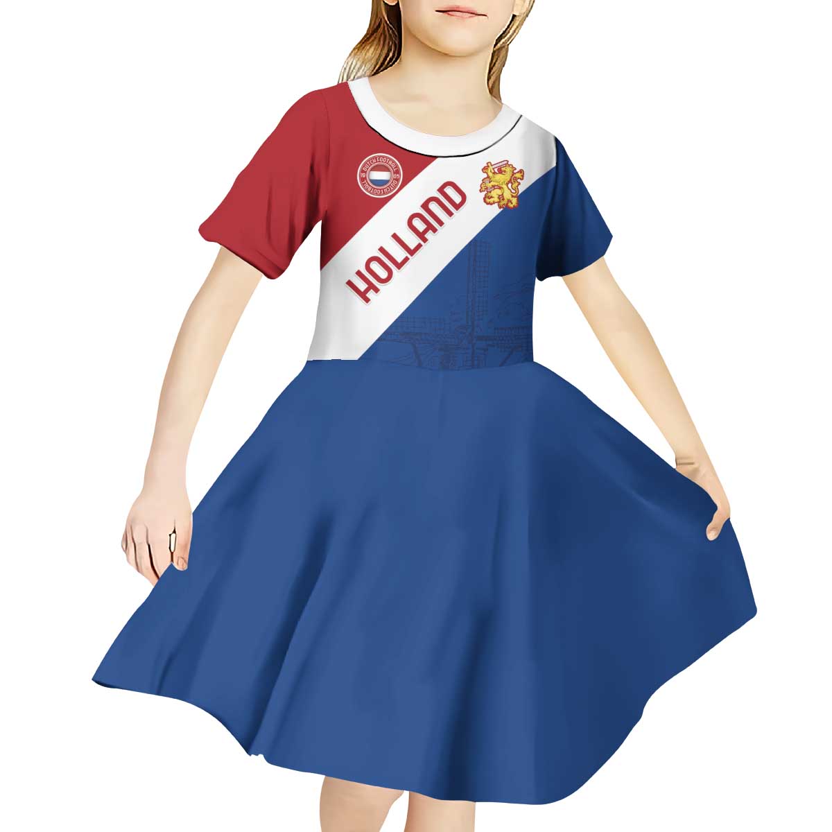 Custom Netherlands Football Kid Short Sleeve Dress Come On Holland