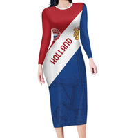 Custom Netherlands Football Long Sleeve Bodycon Dress Come On Holland