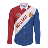Custom Netherlands Football Long Sleeve Button Shirt Come On Holland