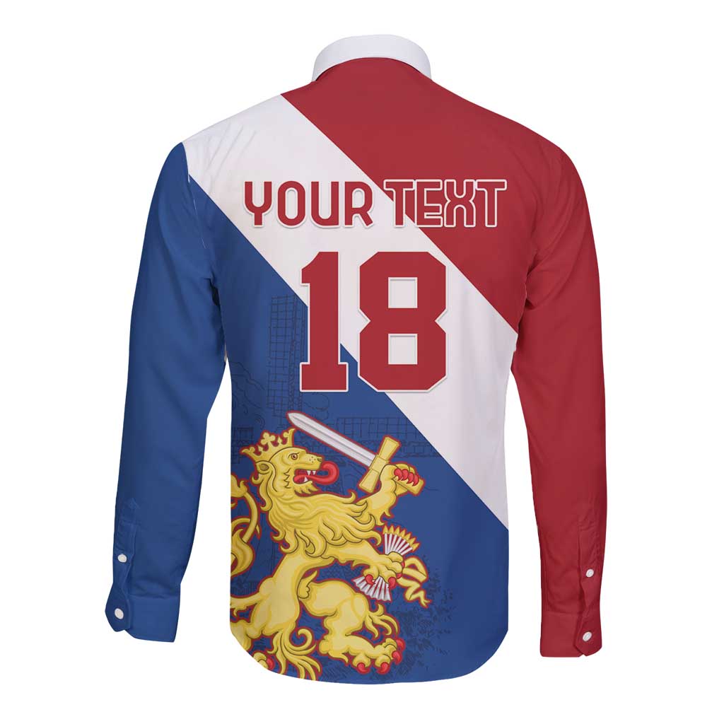 Custom Netherlands Football Long Sleeve Button Shirt Come On Holland