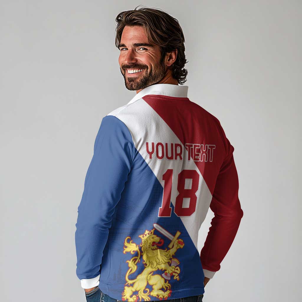 Custom Netherlands Football Long Sleeve Polo Shirt Come On Holland