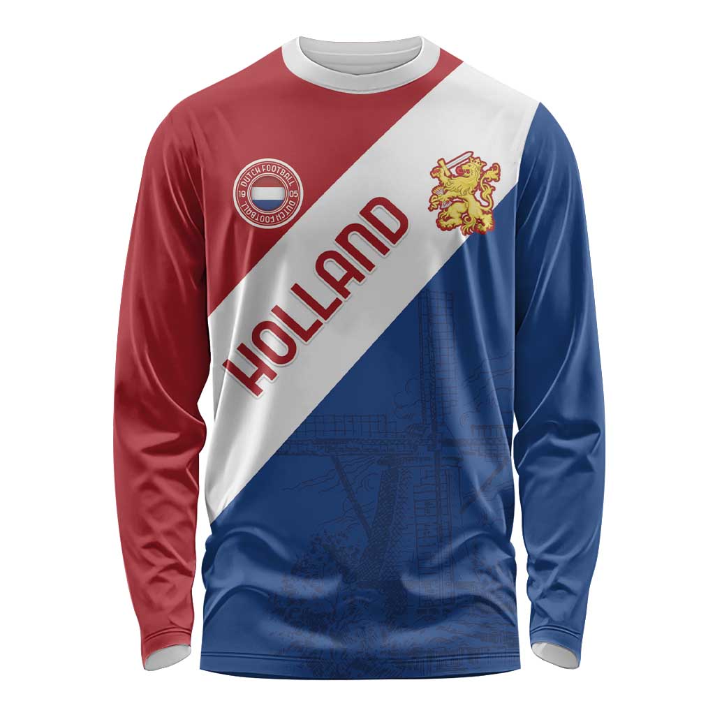 Custom Netherlands Football Long Sleeve Shirt Come On Holland
